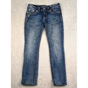 Miss Me Straight Jeans Women’s Sz 28 Blue Medium Low Rise Pocket Flap Pocket
